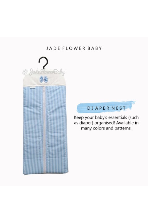 Diaper Nest - Blue and White